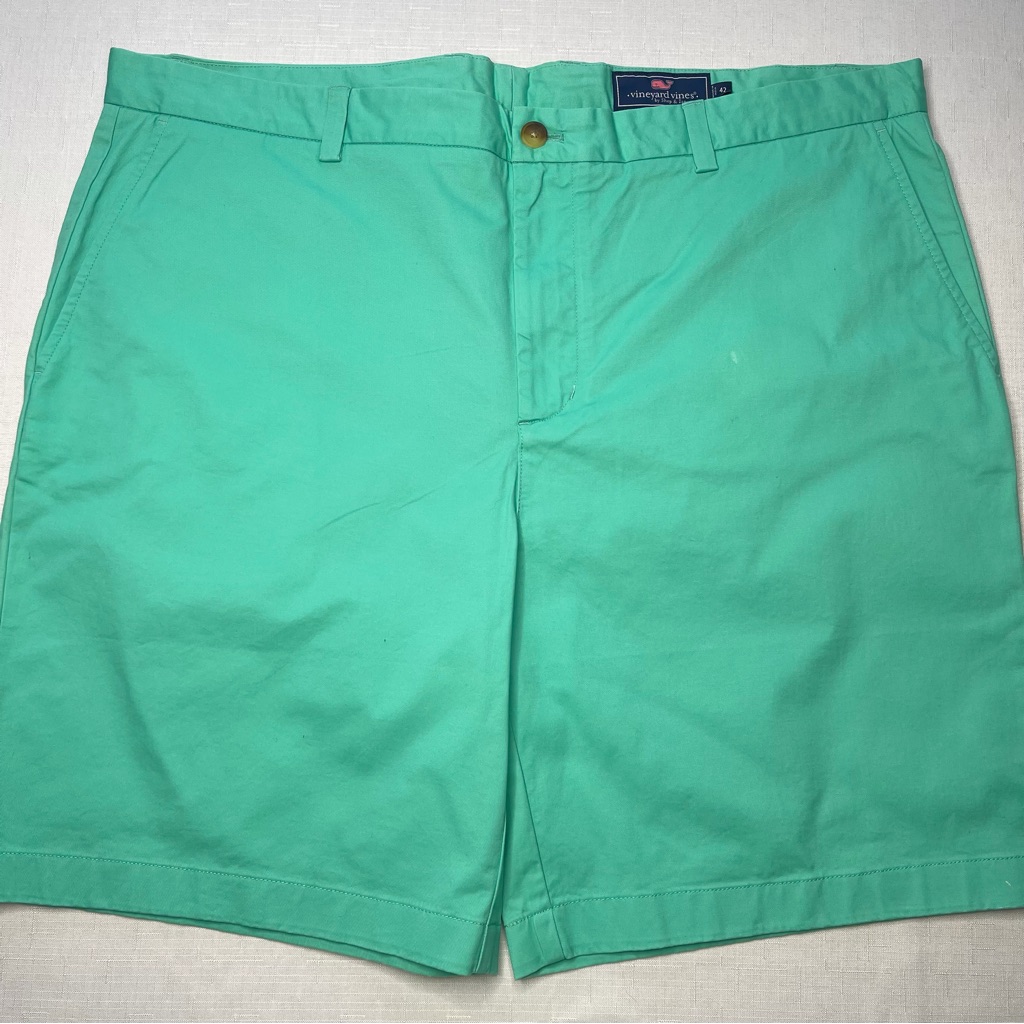 Vineyard Vines 9â Stretch Breaker Shorts Size 42 Green Flat Front Shorts New